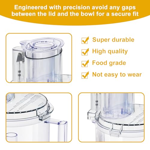 Folosem 14-Cup DLC-005AGTXT1 Replacement Food Processor Work Bowl Kit with Lid & Pushers for DFP-14 series (DLC-2014PT1, DLC-2014SPT1-1) - Fits DFP-14, DLC-14NWBCT1