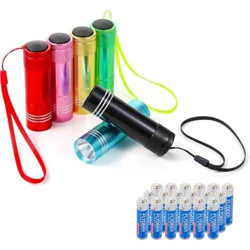 6 Pack Mini Flashlight Bulk, Small Aluminum LED Powerful Handheld Torches Set with Lanyard High Lumens Batteries Included for Party Favors Travel, Night Reading Christmas Gifts Party Favors Halloween