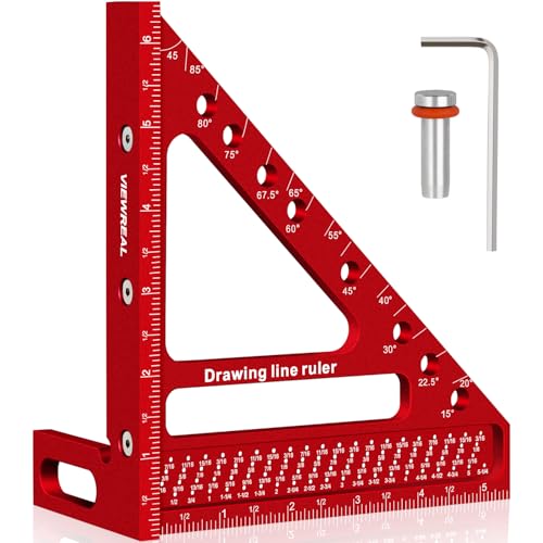 ViewReal Large Carpenter Square 3D Multi-Angle Ruler - Red