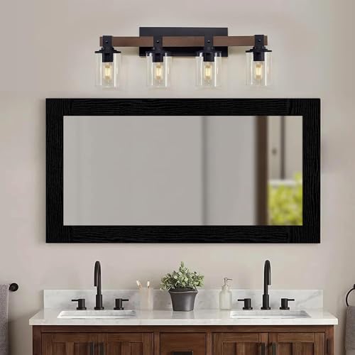 Alened 10M Black Mirror Border Peel & Stick Wood Grain Wallpaper Border - 2''X393''