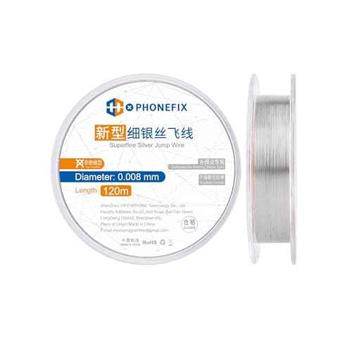 Non-Insulated 0.008mm 120M Superfine Silver Jump Wire, Phone Motherboard Fingerprint Jump Wire Soldering Pure Copper Conductor Wire for iPhone PCB BGA Soldering Repair