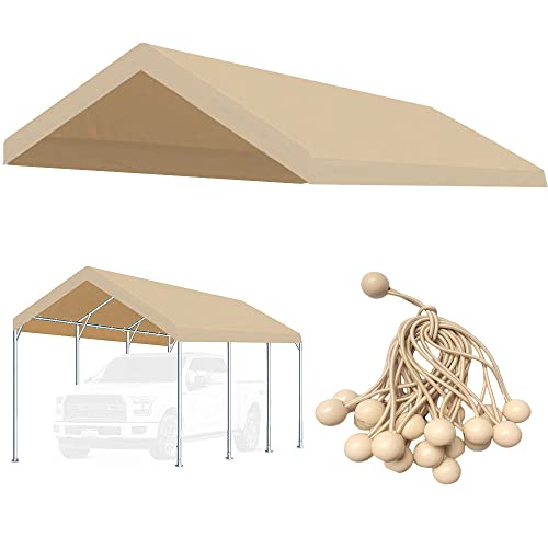 Vanteriam 10'x20' Beige Carport Canopy Replacement Cover (Top Only)