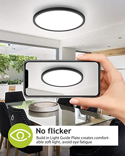 Hepside 2-Pack Black 12-Inch Dimmable LED Ceiling Light Fixtures, 3000K-6000K