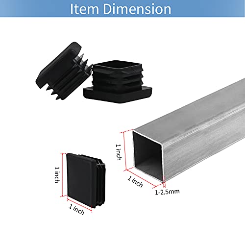 WZB 1x1 Square Tube End Caps 12 Pack - Plastic Fence Post & Chair Glides