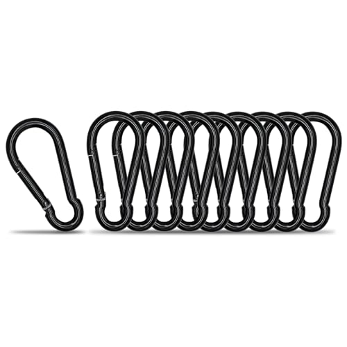 M4-1.57 Inch 10pcs Black Heavy Duty Carabiner Clips Spring Snap Hooks for Outdoor & Keychain