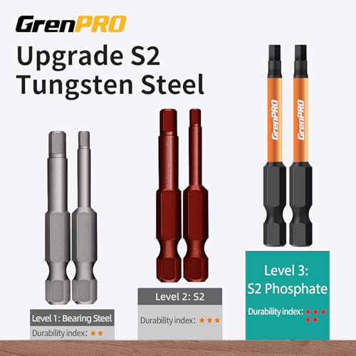 GRENPRO 2-Inch 22-Piece Impact Hex Drill Bit Set, Metric & SAE Wrench Bits