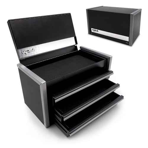 Black Mini Metal Tool Box with 3 Drawers and Top Storage, Portable Tools Storage and Organizers, Home DIY (black, 3 drawer)