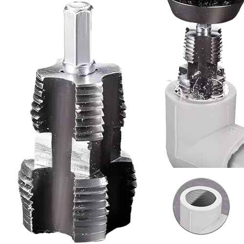 Electric Drill Compatible PVC Pipe Threader Kit with Various Die Sizes, PVC Thread Maker Tool for Electric Drill, 1/2" 3/4" Tool, Plastic Pipe Threader Kit, Rethreading Tool for Water Pipes (Internal)