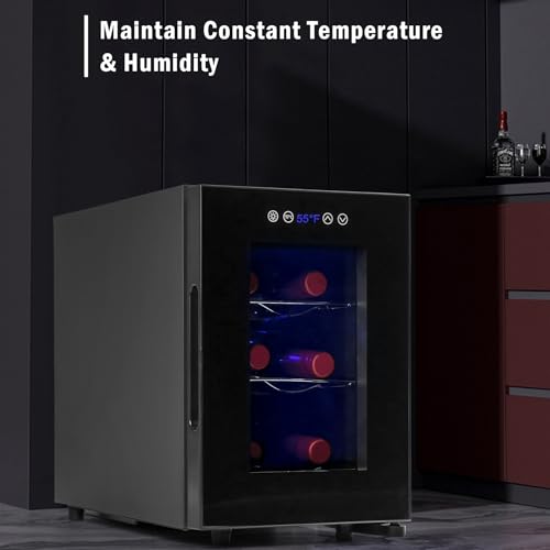 Iceblue 6-Bottle Wine Cooler Refrigerator with Glass Door & Digital Temp Control