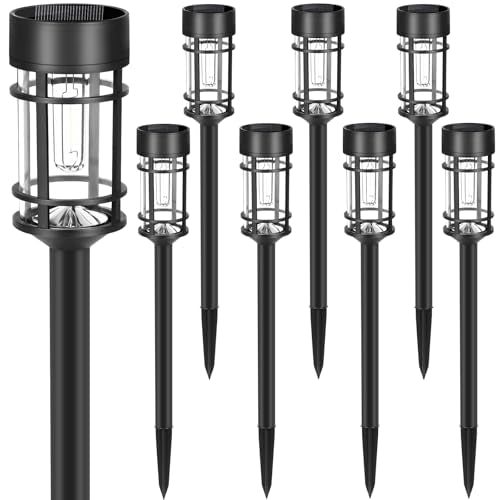 Mancra Solar Pathway Lights 8-Pack Outdoor Waterproof Garden Lighting - Black/Warm White 3000K