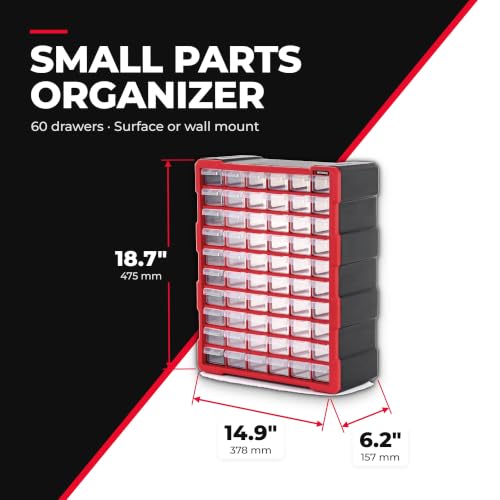 INTERTOOL 60-Drawer Parts Organizer 19x15x6 in Wall/Desktop Storage Cabinet BX08-4016