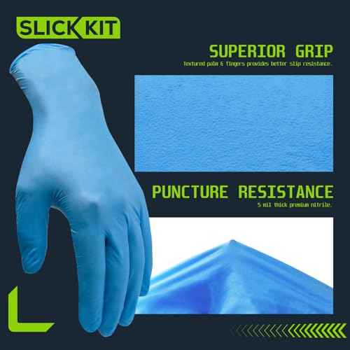 Disposable Nitrile Gloves, 5 Mil Latex-Free Powder-Free Industrial Gloves for Cleaning Automotive, Non-Sterile Blue
