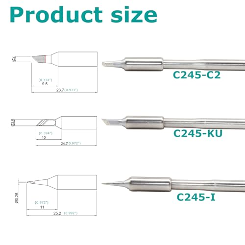 3PCS Soldering Iron Tips,C245-KU I C2 Replacement Tips, Constant Temperature, Compatible with JBC Soldering Station