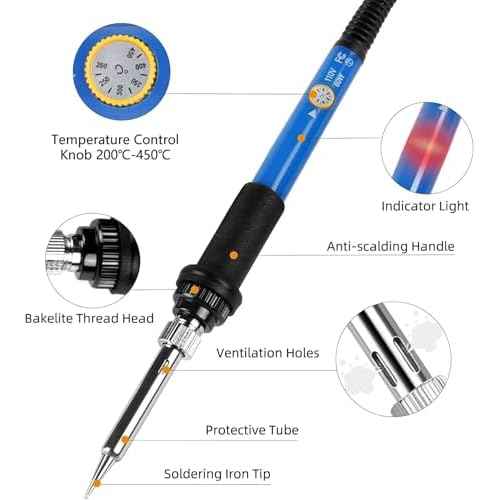 60W 110V Adjustable Temperature Soldering Iron Pen, Soldering Welding Iron Tool for Welding Repair, Electric Repairing, Jewelry, DIY-Blue