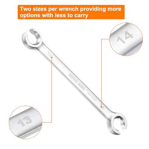 HARFINGTON Flare Nut Wrench 13mm x 14mm CR-V Nickel Plating Wrench for DIY Automotive Repairs and Household Maintenance