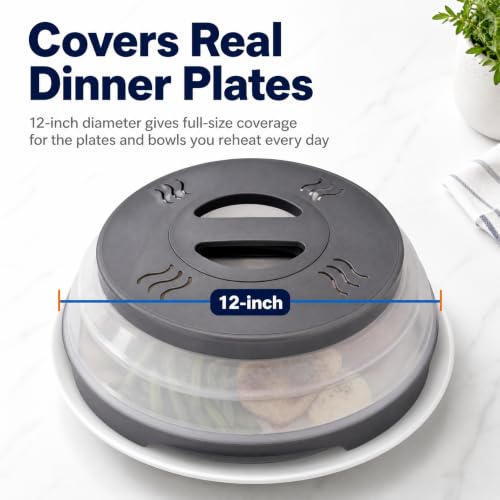 Hover Cover Magnetic 12-Inch Collapsible Microwave Splatter Cover - Gray, Full Size