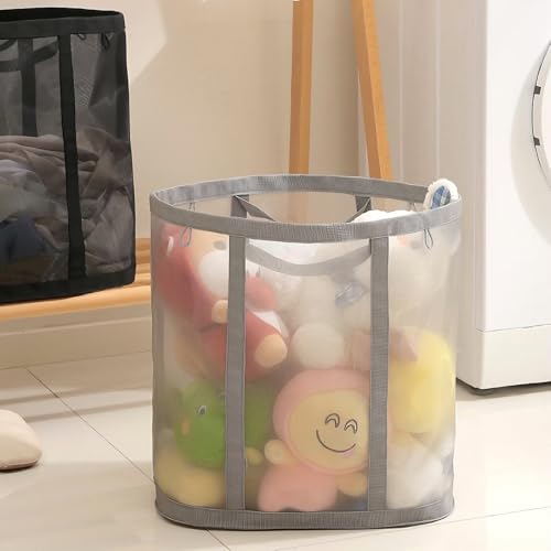 HGZBS Collapsible Laundry Basket with Handles Grey, 1, Standard