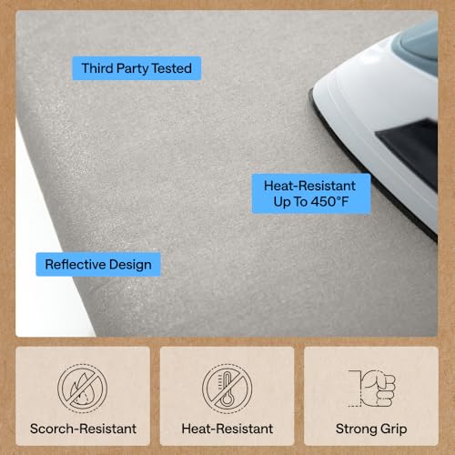 Gorilla Grip Padded Ironing Board Cover 15x54 in Silver, Heat & Stain Resistant