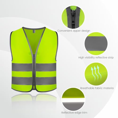 Kids Hi VIS Reflective Vests, Child Safety Vest Reflective for Boys Girls, Children's High Visibility Toddler Vest for Cycling Skiing, Yellow, S