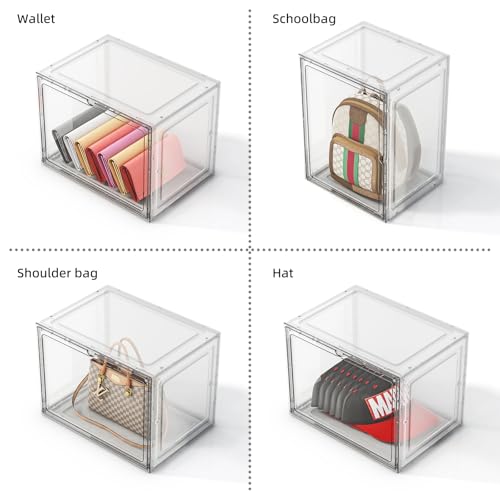 XL-5 Pack Purse Organizer for Closet - White, Stackable Handbag Storage with Magnetic Door