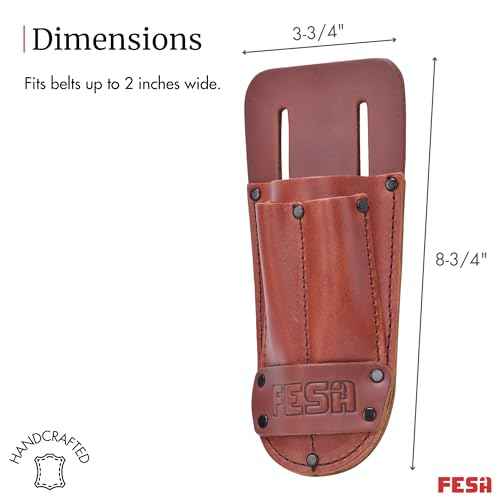FESA Leather Utility Knife Pouch - Top Grain Leather Knife Pouch for Belt with 2 Pen/Pencil Pockets & Heavy Duty Reinforced Rivets - Fits Belts up to 2" - Handcrafted