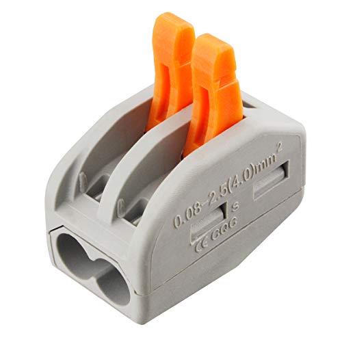 100 Pcs 2 Conductor Lever Wire Connectors Nuts Pack for Fast Electrical Terminals