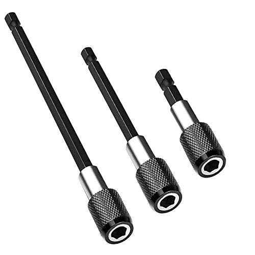 3Pcs 1/4 Inch Hex Shank Magnetic Drill Bit Extension Quick Release Screwdriver Nut Drill Bit Holder Extension Kit Set for Impact Driver Bits -2/4/ 6 Inch Length