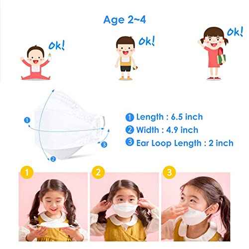 [5 Pack] (Age 2 to 4) You & I White KF94 Certified Kids Face Mask 4-Layers Premium Filters (Made in Korea)
