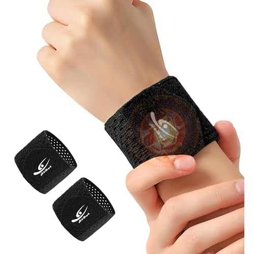 HiRui Wrist Compression Wraps, Wrist Brace Wrist Support for Sports, Mouse Hand, Mother's Hand, Carpal Tunnel Arthritis, Tendonitis - Premium Elastic & Breathable Mesh Fabric (Black, Medium)