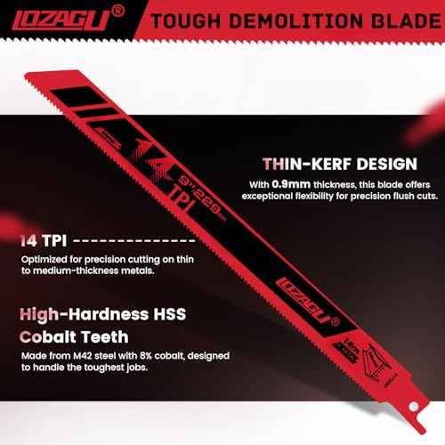 6-Piece Metal Reciprocating Saw Blades, 9"/229mm 14TPI Bi-Metal Sabre Saw for Metal Pipe, Sheet, Rebar