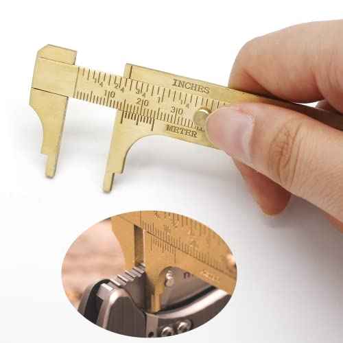 Brass Pocket Vernier Caliper Ruler, Sliding Gauge Mini Vernier Caliper Double Scales MM/Inch Measuring Tool (80mm)