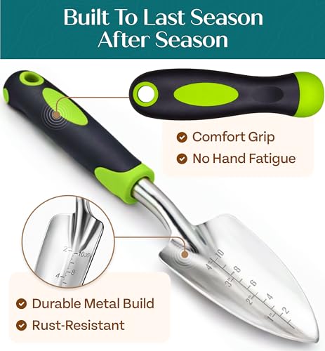 Heavy Duty Gardening Tools Set - Ergonomic & Rust-Proof Garden Gift for Men Women - Standard
