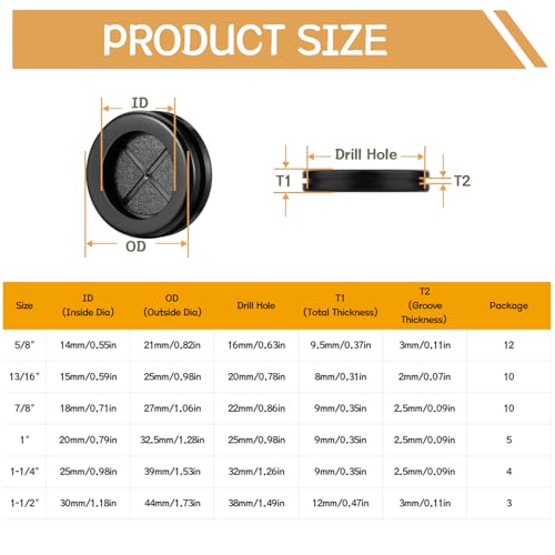 44PCS Rubber Grommet Kit 6 Sizes for Wiring, Auto, Electronics - Reusable Storage Box - Variation: 44PCS 6Size