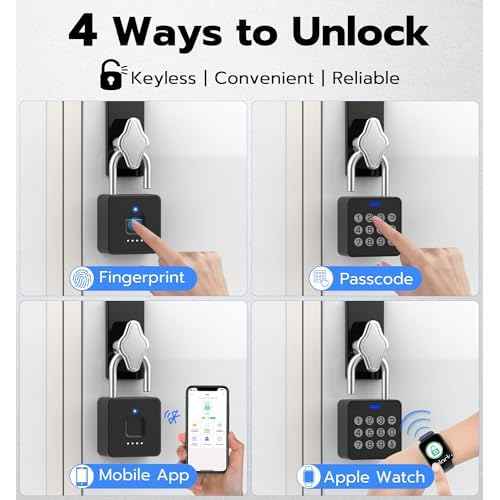 Anweller Fingerprint Gym Locker Lock with Code Keypad, Waterproof Gate Locks for Outdoor Fence, Keyless Entry Smart Combination Padlock, Pad Lock for Locker Storage Unit Shed Pool School
