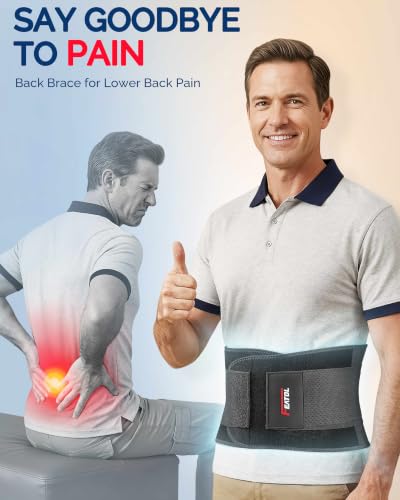 FEATOL Back Brace for Men & Women, Lower Back Support, Sciatica Pain Relief, Black Large/X-Large