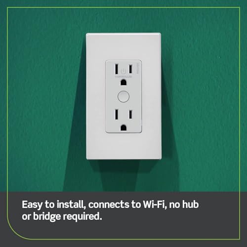 Leviton Decora Smart Wi-Fi Outlet 15A, 2nd Gen, White, Outlet Control