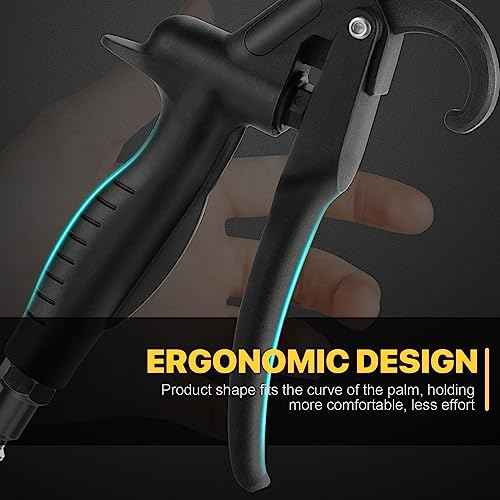 High Volume Air Blow Gun with Rubber Guard Air Flow Nozzle, Industrial Household Air Blower Gun Angle Bent Jet Nozzle, Air Gun for Compressor Pneumatic Tool for Dust Cleaning Car Detailing
