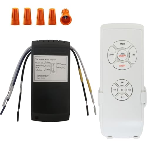 Taigeguang 1 PC Ceiling Fan Remote Kit 3-in-1 4 Timing 3 Speed Light & Fan Controller