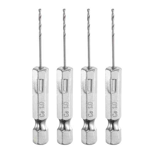 HARFINGTON 4pcs M35 High Speed Steel Cobalt Twist Drill Bit 1mm/0.04" Dia with Quick Change 1/4" Hex Shank Jobber Drill Bit for Metal, Steel, Copper, Aluminum, Zinc Alloy