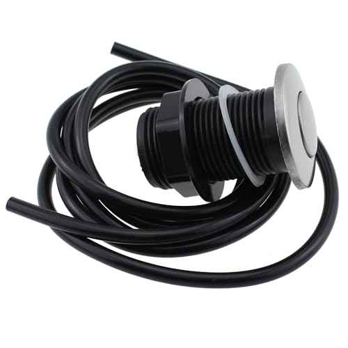 Rubbish Disposal Long Button Air Switch Automatic Self Locking Button Pneumatic Air Hose Kit 32MM Air Switch Plus Air Hose 1.5 Metre for Food Waste Disposal and Jacuzzi and Swimming Pool