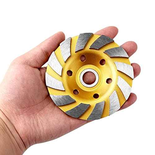 Golden Pearl 2pcs-4 Inch Concrete Stone Ceramic Turbo Diamond Grinding Cup Wheel,12 Segs Heavy Duty Angle Grinder Wheels for Angle Grinder(Yellow)
