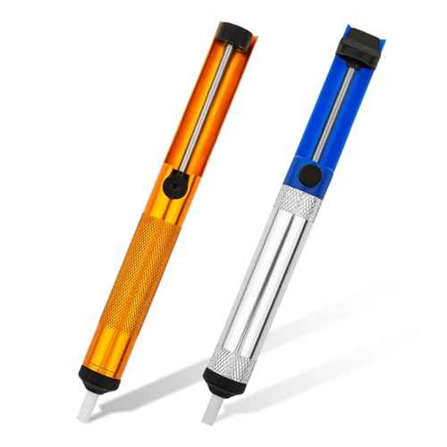 2Pcs Desoldering Pump, Solder Sucker No Clog Desoldering Pump with Replaceable High Temperature Resistant Silicone Nozzle Soldering Sucker Tool for Solder Removing