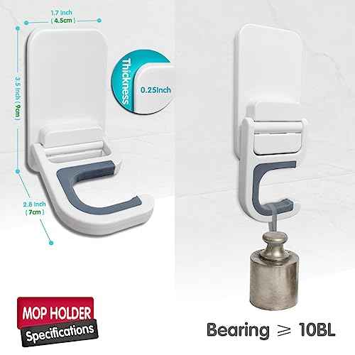 3Pack Broom and Mop Holder Wall Mount, Grippers No Drilling Self Adhesive, Anti-Slip Mop Handle Hanger Dustpan House hold Cleaning Organizer Rack Wall Mounted Utility Rack