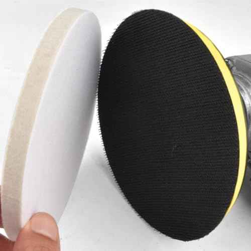 5pcs 4 Inch Wool Felt Polishing Pads, Wool Polishing Pad Buffing Wheels Flocking Hook & Loop Back for Random Orbital Sander