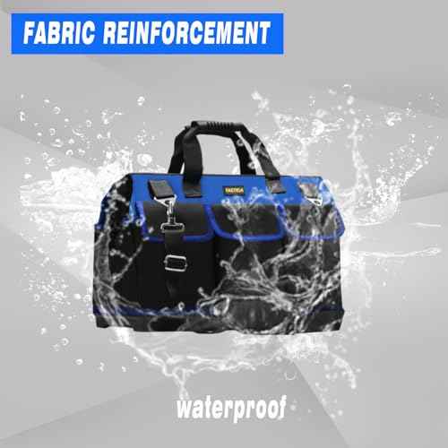 FASTECH 22 Inch Bottom Tools Bag With Wide Mouth For Tool Storage, Carrier and Organizer, Heavy Duty Tool Tote Bag For Men/Women, Wide Mouth Tool Bag With Inside Pockets (22 Inch)
