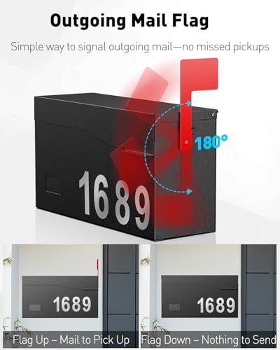 Uniclife Wall Mount Mailbox No Lock with Flag - Outdoor Steel Drop Box