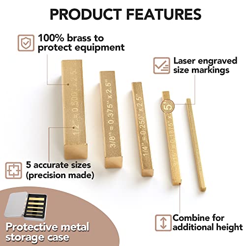 LOSTRONAUT Brass Setup Blocks Height Gauge Set – 5 Piece, Laser-Engraved 1/8"–1/2", Table Saw/Router Stand