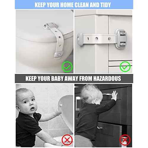 Fridge Locks,Refrigerator Door Lock,Child Proof Safety Cabinet Lock with Strong 3M Adhesives,Fridge Locks for Kids,Adjustable Strap Multi-Purpose for Cabinet,Drawers,Freezer,Oven (4 Count (Pack of 1))