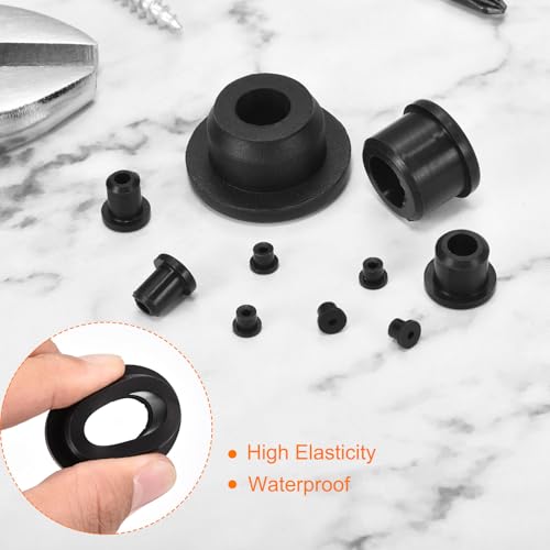 uxcell 16Pcs Rubber Grommets 3/8"(10mm) Drill Hole, 1/4"(6mm) ID Hole