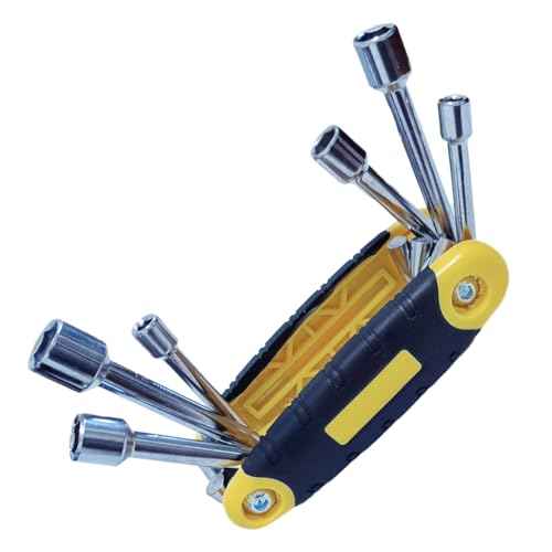 Folding Nut Driver,6 in 1 Portable Hex Nut Driver Set Metric,5mm 6mm 8mm 9mm 10mm 12mm Socket Wrench for Repair